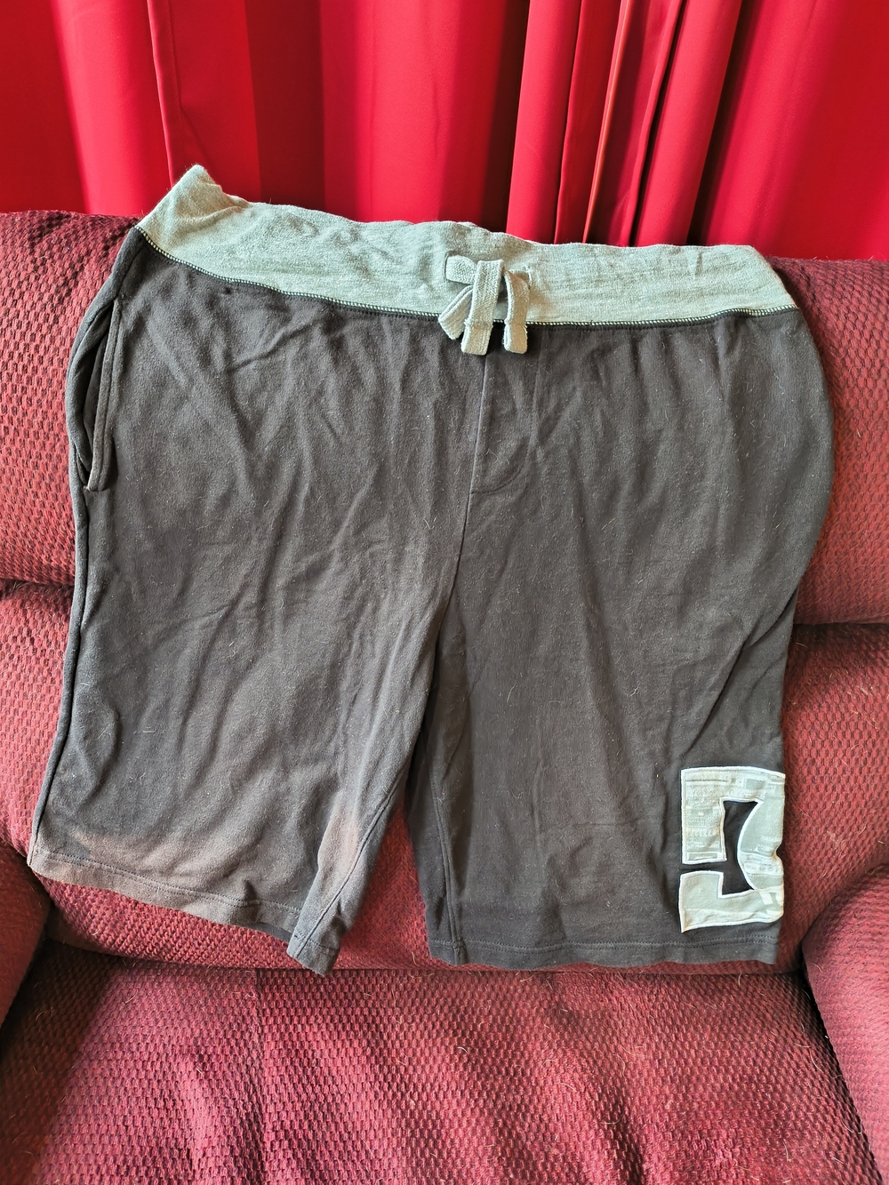 DG Men's Black Shorts with grey Waistband - Casual Drawstring size xlarge
